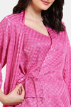 Zivame Checkered Sheen Woven Robe - Pink Yarrow — thumbnail 6